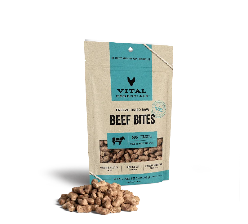 Vital Essentials Freeze-Dried Beef Bites Dog Treats, 2.5oz