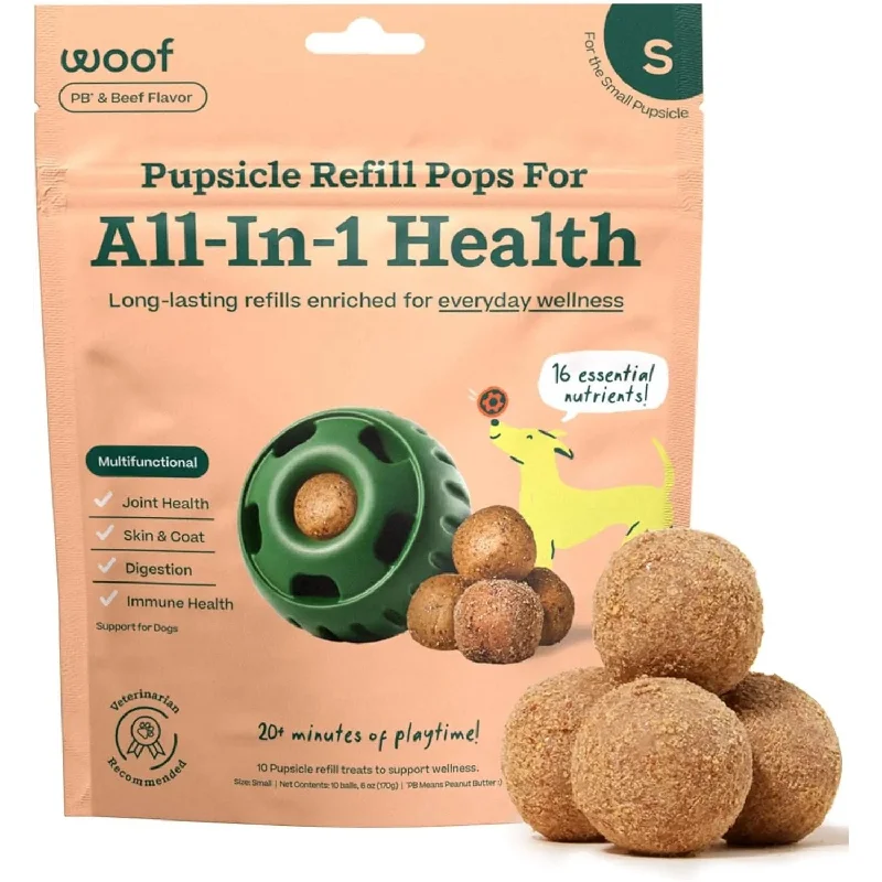 Woof Pet Pupsicle Pops Refills All-in-1 Health Beef Grain-Free Lickable Dog Treats